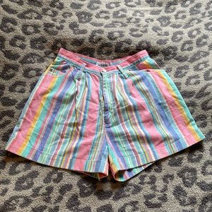 EUC vintage multicolor rainbow striped shorts 26” 4/6